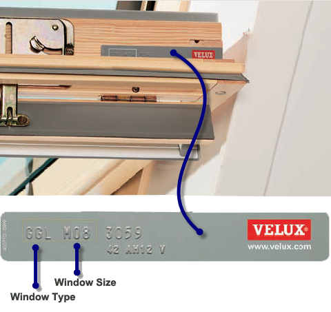 Find the right size for your new blinds with the help of the type sign on your VELUX roof window.